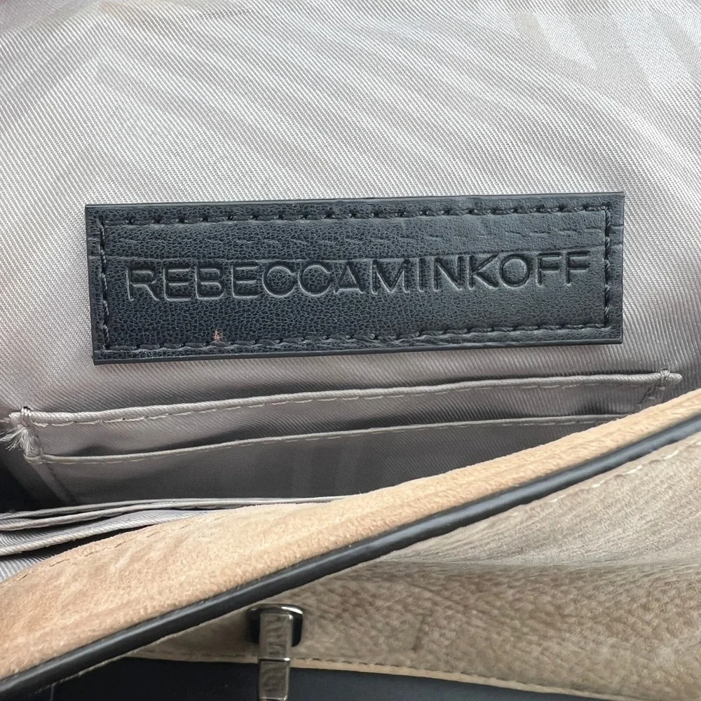 Rebecca‎ Minkoff Love Crossbody Bag Suede Floral Embroidered Silver Hardware